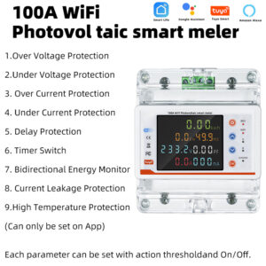TUYA WIFI ДВУПОСОЧЕН ЕЛЕКТРОМЕР ЗА ФОТОВОЛТАИЦИ