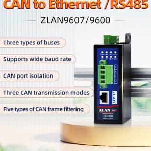 Индустриална CAN шина Взаимно преобразуване ZLAN9607 CAN RS485 Сериен порт Ethernet TCP/IP Мрежов порт Комуникация в мрежа