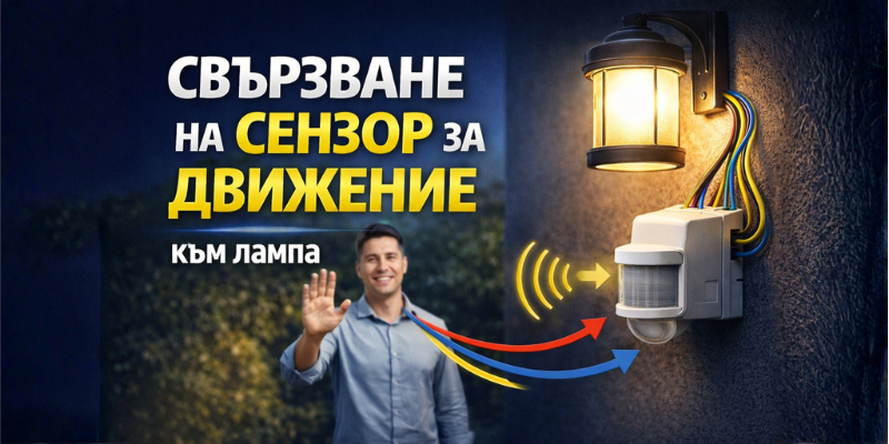 Свързване на сензор за движение към лампа